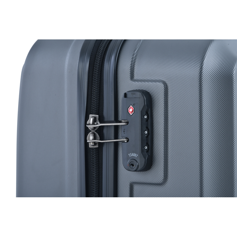 3 Piece Luggage Sets ABS Lightweight Suitcase with Two Hooks, Spinner Wheels, TSA Lock, (20/24/28) Gray