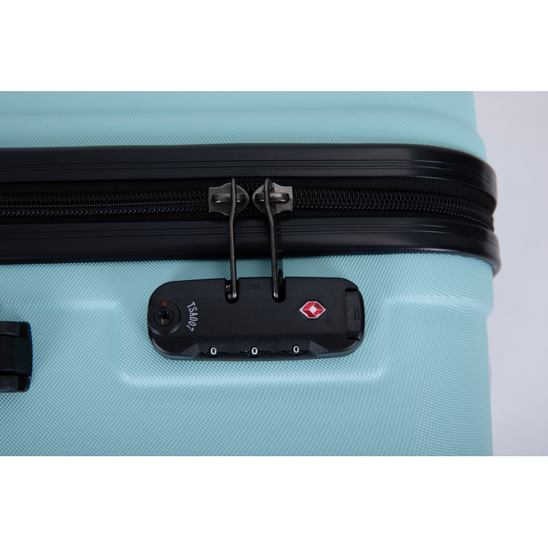 3 Piece Luggage Sets ABS Lightweight Suitcase with Two Hooks, Spinner Wheels, TSA Lock, (20/24/28) Green