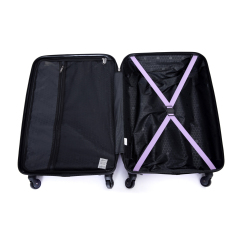 3 Piece Luggage Sets ABS Lightweight Suitcase with Two Hooks, Spinner Wheels, TSA Lock, (20/24/28) Light Purple