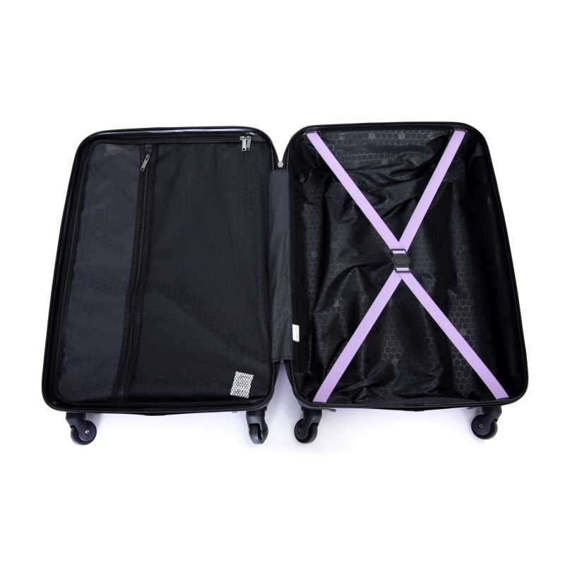 3 Piece Luggage Sets ABS Lightweight Suitcase with Two Hooks, Spinner Wheels, TSA Lock, (20/24/28) Light Purple