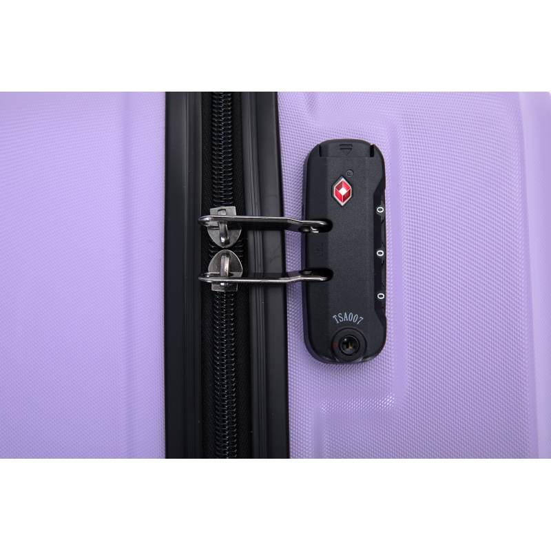 3 Piece Luggage Sets ABS Lightweight Suitcase with Two Hooks, Spinner Wheels, TSA Lock, (20/24/28) Light Purple