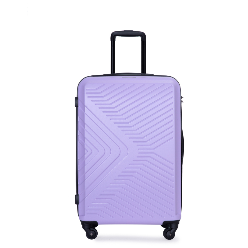 3 Piece Luggage Sets ABS Lightweight Suitcase with Two Hooks, Spinner Wheels, TSA Lock, (20/24/28) Light Purple