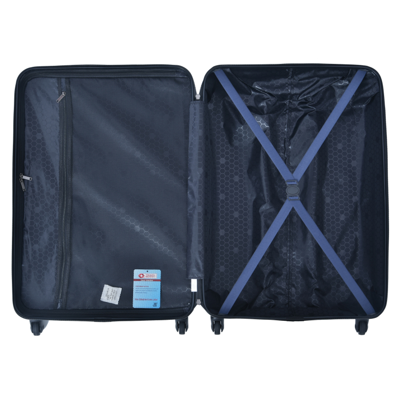 3 Piece Luggage Sets ABS Lightweight Suitcase with Two Hooks, Spinner Wheels, TSA Lock, (20/24/28) Navy