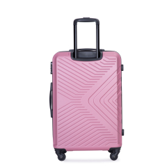 3 Piece Luggage Sets ABS Lightweight Suitcase with Two Hooks, Spinner Wheels, TSA Lock, (20/24/28) Pink