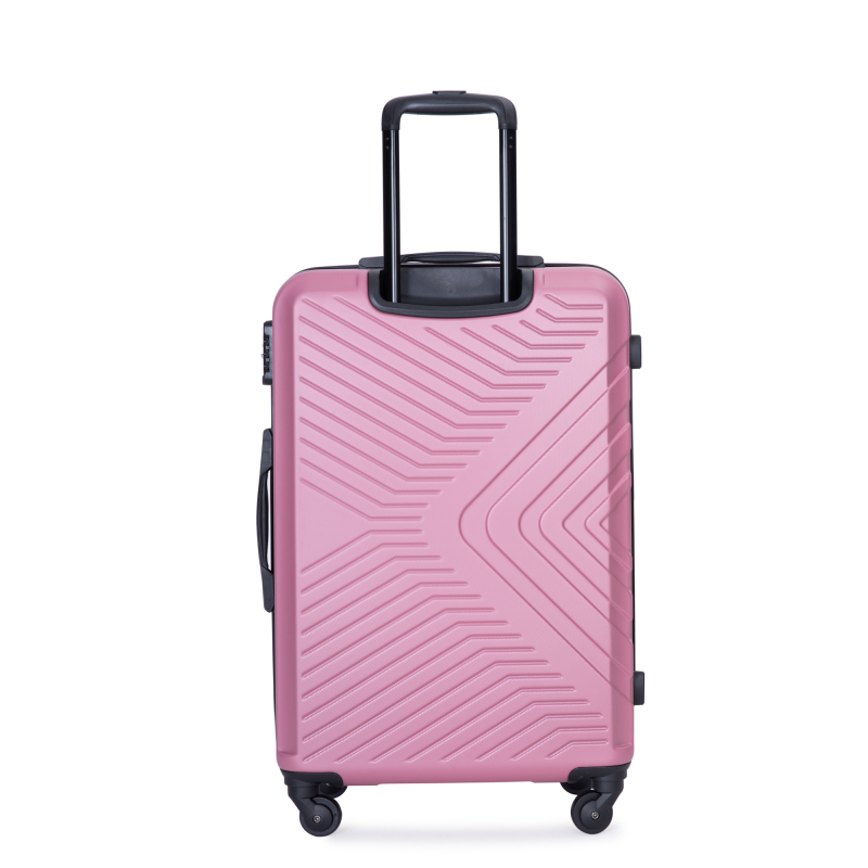 3 Piece Luggage Sets ABS Lightweight Suitcase with Two Hooks, Spinner Wheels, TSA Lock, (20/24/28) Pink