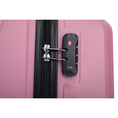 3 Piece Luggage Sets ABS Lightweight Suitcase with Two Hooks, Spinner Wheels, TSA Lock, (20/24/28) Pink