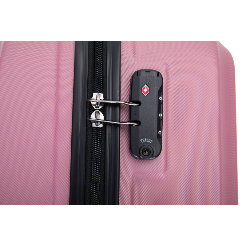 3 Piece Luggage Sets ABS Lightweight Suitcase with Two Hooks, Spinner Wheels, TSA Lock, (20/24/28) Pink