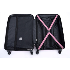 3 Piece Luggage Sets ABS Lightweight Suitcase with Two Hooks, Spinner Wheels, TSA Lock, (20/24/28) Pink