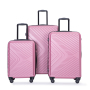 3 Piece Luggage Sets ABS Lightweight Suitcase with Two Hooks, Spinner Wheels, TSA Lock, (20/24/28) Pink