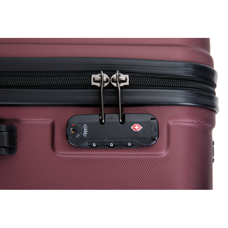 3 Piece Luggage Sets ABS Lightweight Suitcase with Two Hooks, Spinner Wheels, TSA Lock, (20/24/28) Wine red