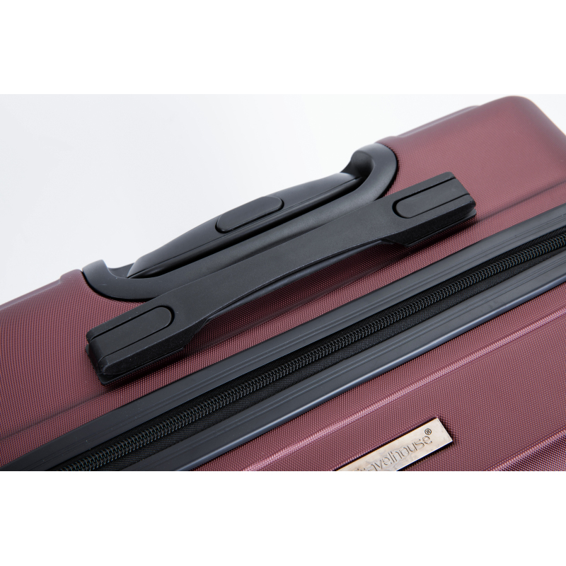 3 Piece Luggage Sets ABS Lightweight Suitcase with Two Hooks, Spinner Wheels, TSA Lock, (20/24/28) Wine red