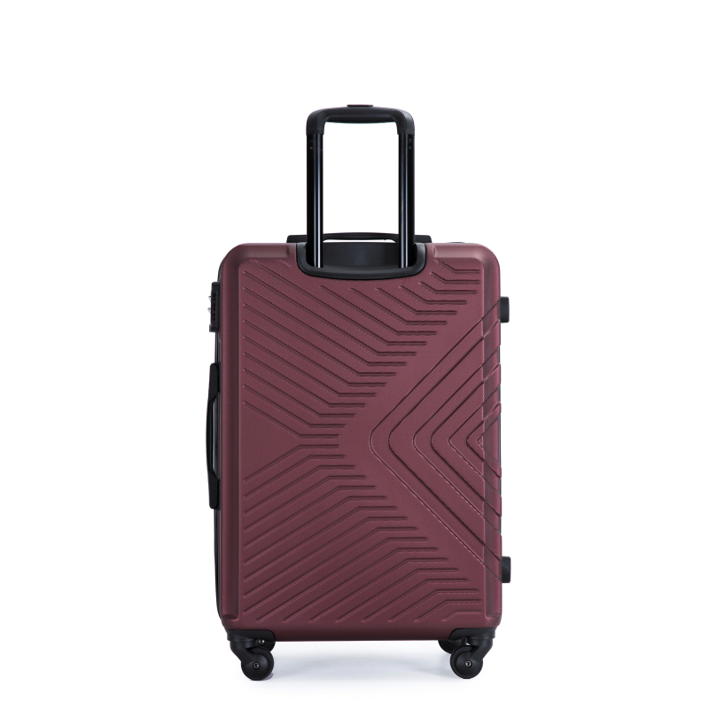 3 Piece Luggage Sets ABS Lightweight Suitcase with Two Hooks, Spinner Wheels, TSA Lock, (20/24/28) Wine red