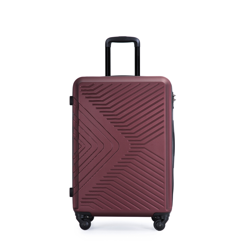 3 Piece Luggage Sets ABS Lightweight Suitcase with Two Hooks, Spinner Wheels, TSA Lock, (20/24/28) Wine red
