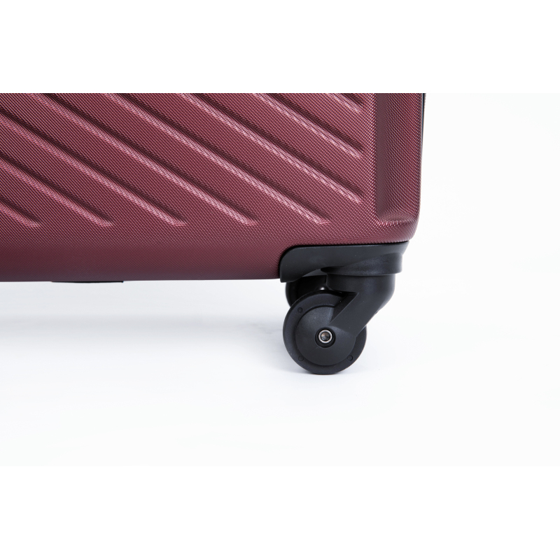 3 Piece Luggage Sets ABS Lightweight Suitcase with Two Hooks, Spinner Wheels, TSA Lock, (20/24/28) Wine red