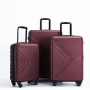 3 Piece Luggage Sets ABS Lightweight Suitcase with Two Hooks, Spinner Wheels, TSA Lock, (20/24/28) Wine red