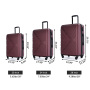 3 Piece Luggage Sets ABS Lightweight Suitcase with Two Hooks, Spinner Wheels, TSA Lock, (20/24/28) Wine red