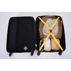 3 Piece Luggage Sets ABS Lightweight Suitcase with Two Hooks, Spinner Wheels, TSA Lock, (20/24/28) Yellow