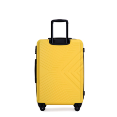 3 Piece Luggage Sets ABS Lightweight Suitcase with Two Hooks, Spinner Wheels, TSA Lock, (20/24/28) Yellow