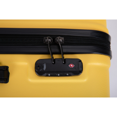3 Piece Luggage Sets ABS Lightweight Suitcase with Two Hooks, Spinner Wheels, TSA Lock, (20/24/28) Yellow