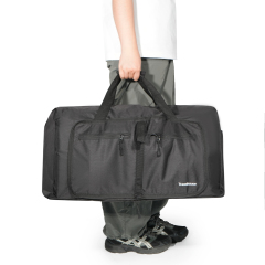 Travelhouse 50L 접이식 여행용 더플백 (남성용, 여성용, 신발 수납 공간 포함, 방수, 검정색)