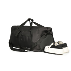 Travelhouse 50L 접이식 여행용 더플백 (남성용, 여성용, 신발 수납 공간 포함, 방수, 검정색)