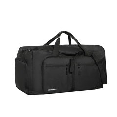 Travelhouse 50L Foldable Travel Duffle Bag for Men Women with Shoes Compartment Waterproof,Black