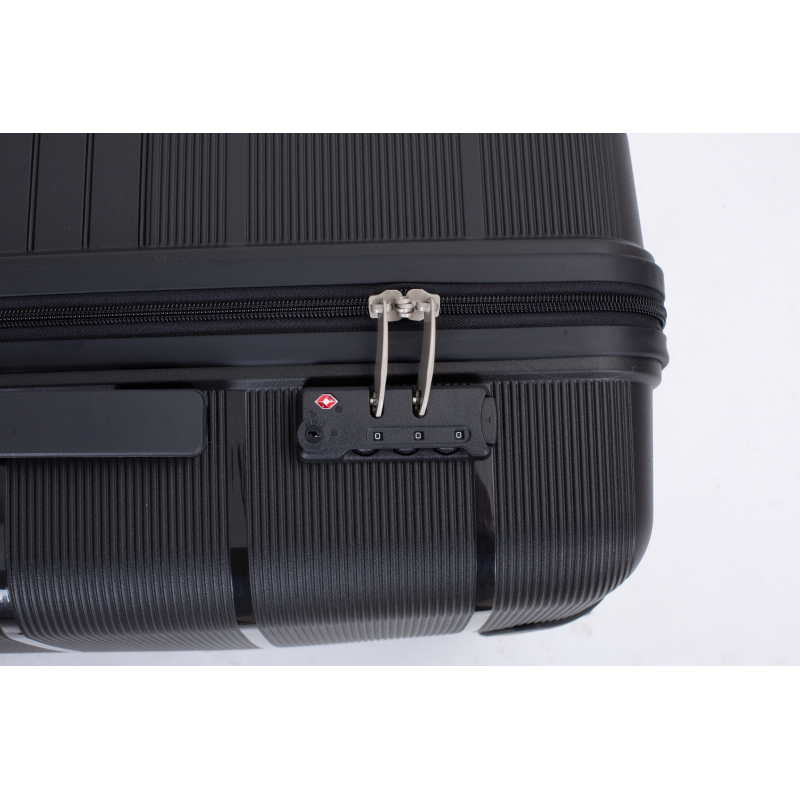 Hardshell Suitcase Double Spinner Wheels PP Luggage Sets Lightweight Durable Suitcase with TSA Lock,3-Piece Set (20/24/28) , Black