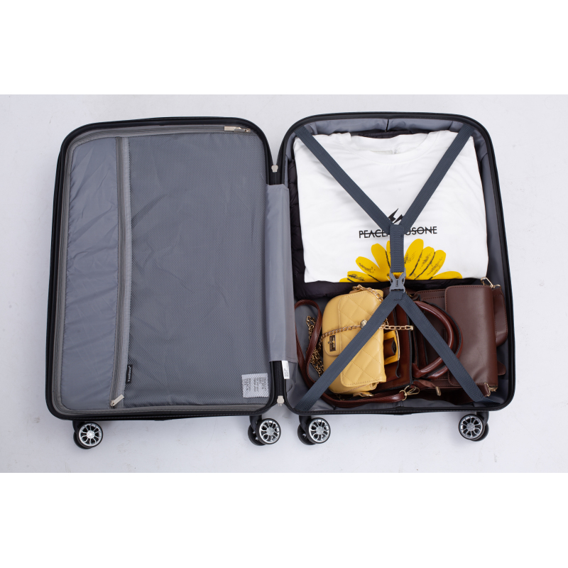 Maleta rígida con ruedas giratorias dobles, juegos de equipaje de PP, maleta ligera y duradera con cerradura TSA, juego de 3 piezas (20/24/28), gris