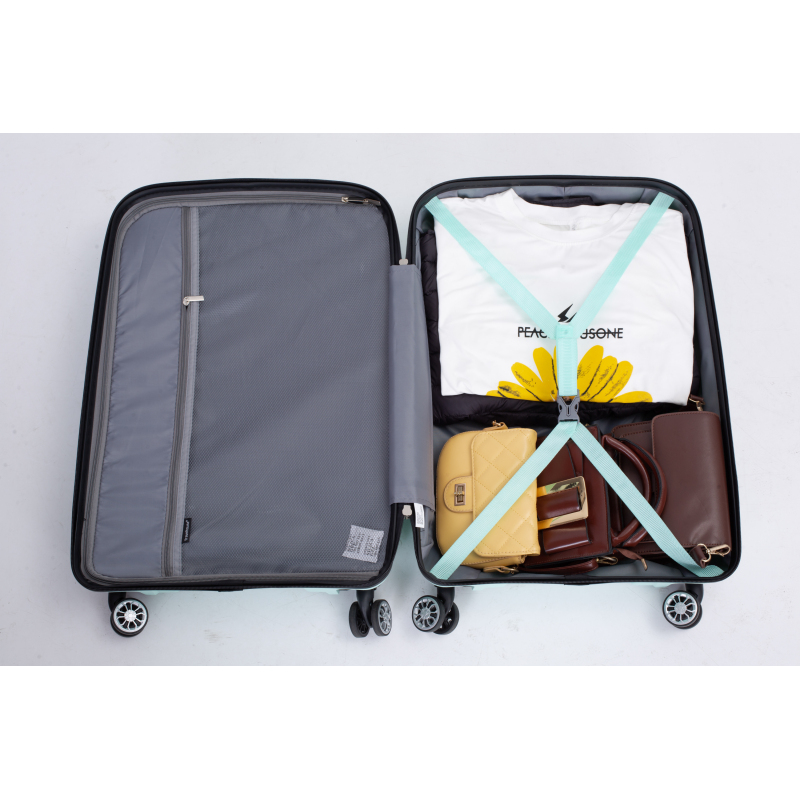 Hardshell Suitcase Double Spinner Wheels PP Luggage Sets Lightweight Durable Suitcase with TSA Lock,3-Piece Set (20/24/28) , Light Green