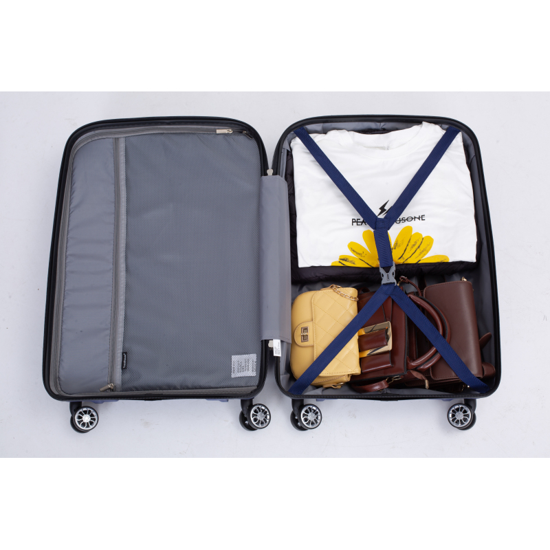 Hardshell Suitcase Double Spinner Wheels PP Luggage Sets Lightweight Durable Suitcase with TSA Lock,3-Piece Set (20/24/28) , Navy