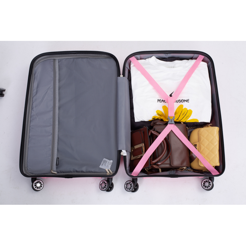Hardshell Suitcase Double Spinner Wheels PP Luggage Sets Lightweight Durable Suitcase with TSA Lock,3-Piece Set (20/24/28) , Pink