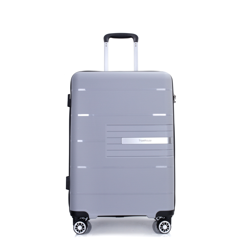 Maleta rígida con ruedas giratorias dobles, juegos de equipaje de PP, maleta ligera y duradera con cerradura TSA, juego de 3 piezas (20/24/28), color plateado