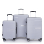 Maleta rígida con ruedas giratorias dobles, juegos de equipaje de PP, maleta ligera y duradera con cerradura TSA, juego de 3 piezas (20/24/28), color plateado