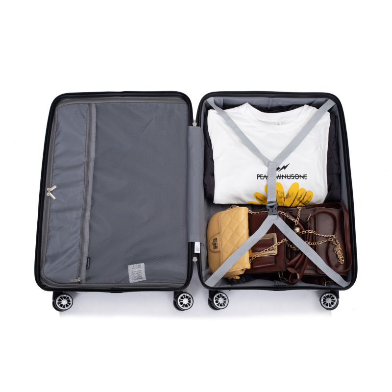 Maleta rígida con ruedas giratorias dobles, juegos de equipaje de PP, maleta ligera y duradera con cerradura TSA, juego de 3 piezas (20/24/28), color plateado