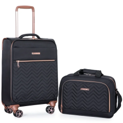 Travelhouse 2 Piece Carry On Luggage Softside Lightweight Suitcase with Spinner Wheels