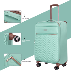 Travelhouse 2 Piece Carry On Luggage Softside Lightweight Suitcase with Spinner Wheels