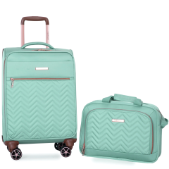 Travelhouse 2 Piece Carry On Luggage Softside Lightweight Suitcase with Spinner Wheels