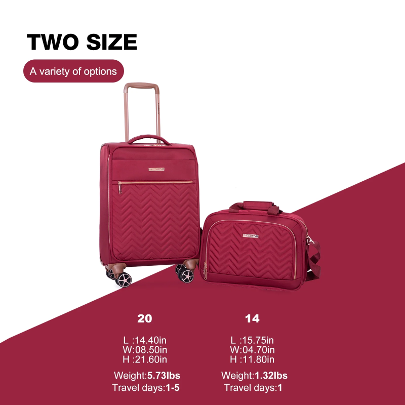 Travelhouse 2 Piece Carry On Luggage Softside Lightweight Suitcase with Spinner Wheels
