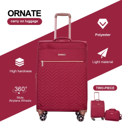 Travelhouse 2 Piece Carry On Luggage Softside Lightweight Suitcase with Spinner Wheels
