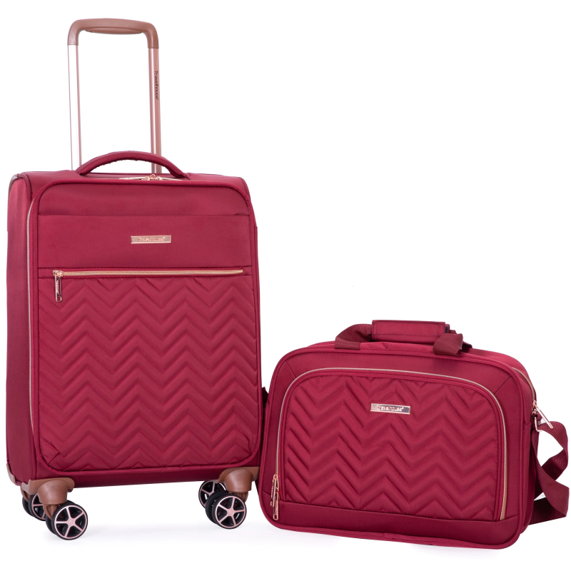 Travelhouse 2 Piece Carry On Luggage Softside Lightweight Suitcase with Spinner Wheels
