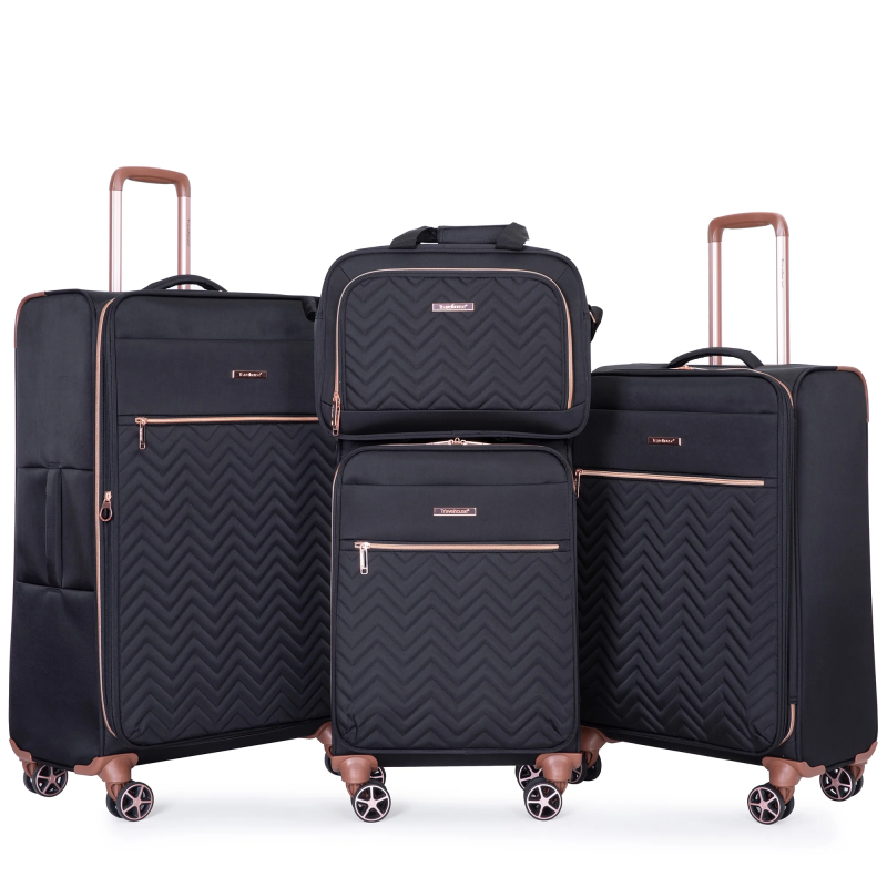 Travelhouse 4 Piece Luggage Set Softside Expandable Lightweight Suitcase with Double Spinner Wheels