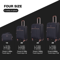 Travelhouse Juego de equipaje de 4 piezas Maleta ligera expandible Softside con ruedas giratorias dobles