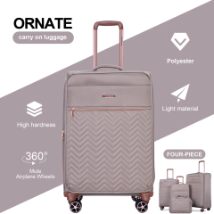 Travelhouse 4 Piece Luggage Set Softside Expandable Lightweight Suitcase with Double Spinner Wheels