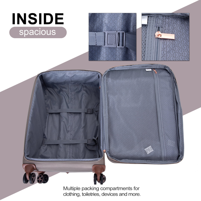 Travelhouse 4 Piece Luggage Set Softside Expandable Lightweight Suitcase with Double Spinner Wheels