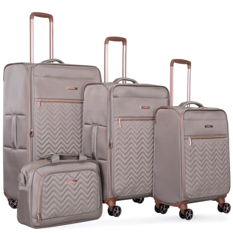 Travelhouse 4 Piece Luggage Set Softside Expandable Lightweight Suitcase with Double Spinner Wheels