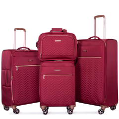 Travelhouse 4 Piece Luggage Set Softside Expandable Lightweight Suitcase with Double Spinner Wheels
