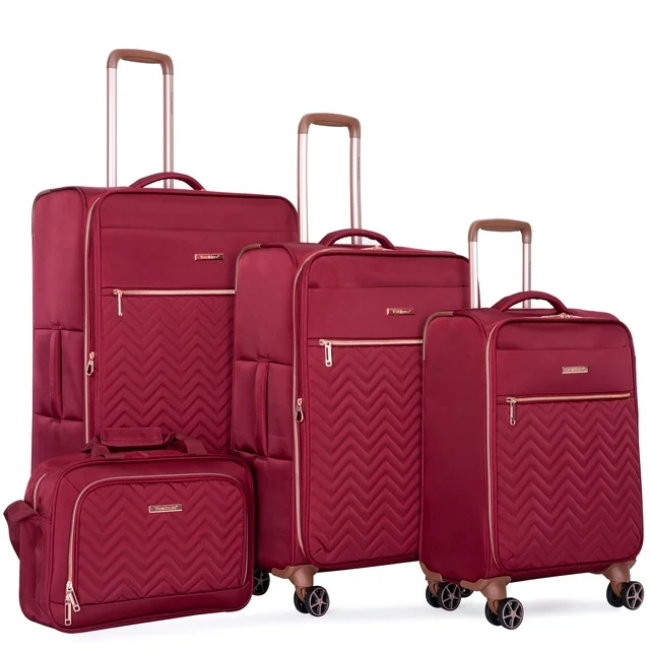 Travelhouse Juego de equipaje de 4 piezas Maleta ligera expandible Softside con ruedas giratorias dobles