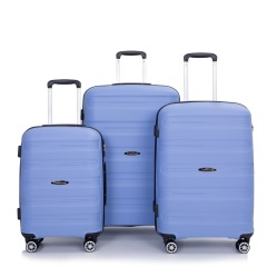 Maleta rígida con ruedas giratorias, juegos de equipaje de PP, maleta ligera y duradera con cerradura TSA, juego de 3 piezas (20/24/28), azul purpúreo