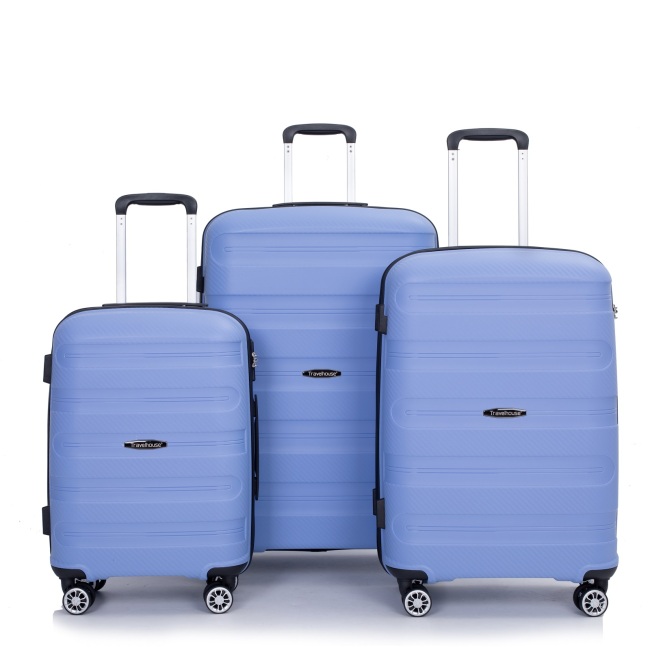 Maleta rígida con ruedas giratorias, juegos de equipaje de PP, maleta ligera y duradera con cerradura TSA, juego de 3 piezas (20/24/28), azul purpúreo