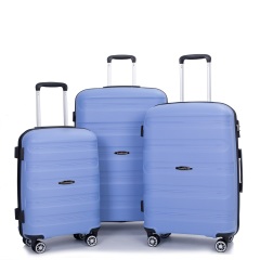 Maleta rígida con ruedas giratorias, juegos de equipaje de PP, maleta ligera y duradera con cerradura TSA, juego de 3 piezas (20/24/28), azul purpúreo